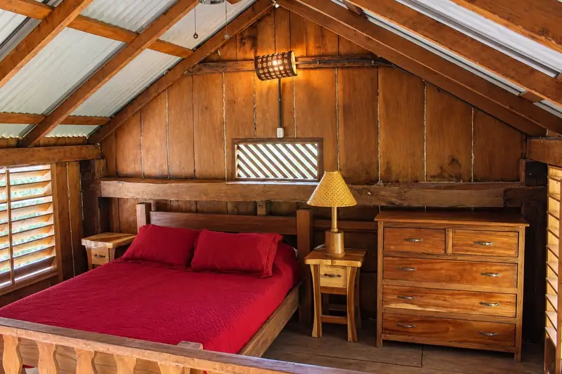 The loft bedroom of the cabin